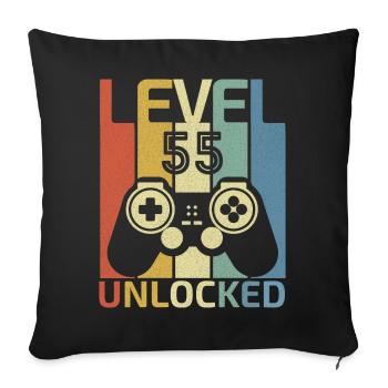 Niveau 55 Débloqué Funny Video Gamer 55Th Birthday - Housse de coussin décorative 45 x 45 cm - noir - Devant