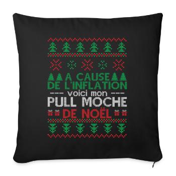 Pull Moche De Noël Humour Cadeau Noel - Housse de coussin décorative 45 x 45 cm - noir - Devant