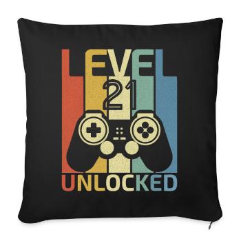 Level 21 freigeschaltet Lustiger Videospieler 21. Geburtstag - Sofakissenbezug 45 x 45 cm - Schwarz - Vorne