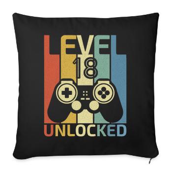 Level 18 freigeschaltet 18. Videospieler-Geburtstagskind - Sofakissenbezug 45 x 45 cm - Schwarz - Vorne