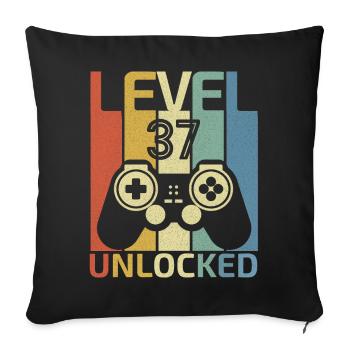 Level 37 Unlocked Funny Video Gamer 37Th Birthday - Sofa pillowcase 17,3'' x 17,3'' (45 x 45 cm) - black - Front