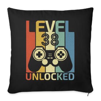 Level 38 Unlocked Funny Video Gamer 38Th Birthday - Sofa pillowcase 17,3'' x 17,3'' (45 x 45 cm) - black - Front