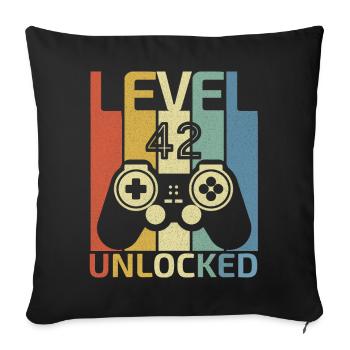 Level 42 Unlocked Funny Video Gamer 42Th Birthday - Sofa pillowcase 17,3'' x 17,3'' (45 x 45 cm) - black - Front