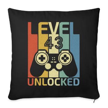 Level 43 Unlocked Funny Video Gamer 43Th Birthday - Sofa pillowcase 17,3'' x 17,3'' (45 x 45 cm) - black - Front