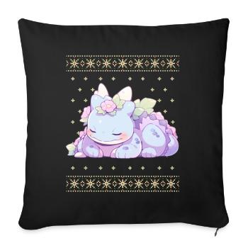 Kawaii Dragon in Ugly Christmas Sweater Style - Sofa pillowcase 17,3'' x 17,3'' (45 x 45 cm) - black - Front