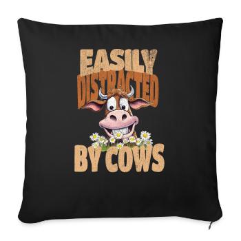 cow cows farmer agriculture farmer - Sofa pillowcase 17,3'' x 17,3'' (45 x 45 cm) - black - Front