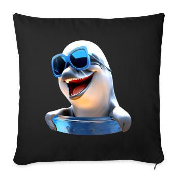 Dolphin Sunglasses Love Dolphins Cute Dolphin - Sofa pillowcase 17,3'' x 17,3'' (45 x 45 cm) - black - Front