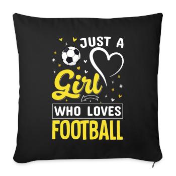 Fille Aime le Football Logo - Housse de coussin décorative 45 x 45 cm - noir - Devant