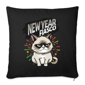 Fiasco du Nouvel An - Pyjama Bonne Année Chat en colère - Housse de coussin décorative 45 x 45 cm - noir - Devant