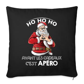 HO HO HO PULL MOCHE NOËL APÉRO CADEAUX FAMILLE - Housse de coussin décorative 45 x 45 cm - noir - Devant