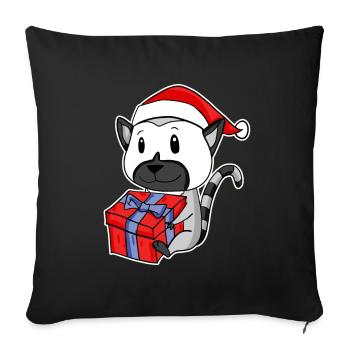 Lémurien avec le chapeau de Père Noël - Housse de coussin décorative 45 x 45 cm - noir - Devant