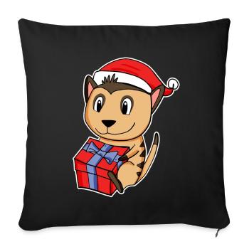 Suricate avec chapeau de Père Noël - Noël - Housse de coussin décorative 45 x 45 cm - noir - Devant