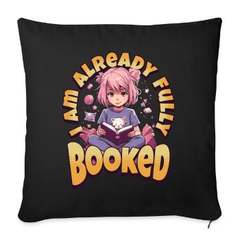 Fully Booked - Kawaii Anime Girl for Bookworms - Sofa pillowcase 17,3'' x 17,3'' (45 x 45 cm) - black - Front