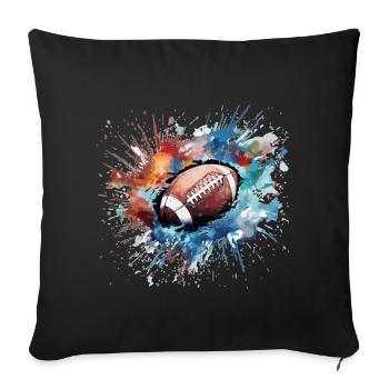 Explosion de couleurs d’éclaboussures de football américain - Housse de coussin décorative 45 x 45 cm - noir - Devant