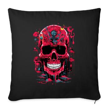 Bloody Skull Biomechanics Abstract Art - Sofa pillowcase 17,3'' x 17,3'' (45 x 45 cm) - black - Front