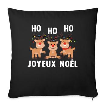 3 Rennes de Noël Ho Ho Joyeux Noël - Housse de coussin décorative 45 x 45 cm - noir - Devant