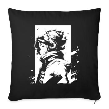 Le cool Cyberpunk Style Anime Boy Otaku de Shibuya - Housse de coussin décorative 45 x 45 cm - noir - Devant