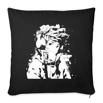 Le cool Cyberpunk Style Anime Boy Otaku de Shibuya - Housse de coussin décorative 45 x 45 cm - noir - Devant