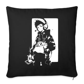 Le cool Cyberpunk Style Anime Boy Otaku de Shibuya - Housse de coussin décorative 45 x 45 cm - noir - Devant