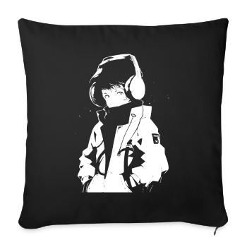 Le cool Cyberpunk Style Anime Boy Otaku de Shibuya - Housse de coussin décorative 45 x 45 cm - noir - Devant