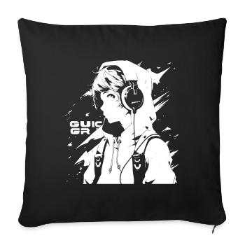 Le cool Cyberpunk Style Anime Boy Otaku de Shibuya - Housse de coussin décorative 45 x 45 cm - noir - Devant