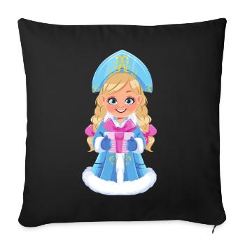 Ded Moroz Snegurotschka russischer Weihnachtsmann - Sofakissenbezug 45 x 45 cm - Schwarz - Vorne