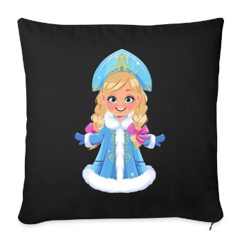 Ded Moroz Snegurotschka russischer Weihnachtsmann - Sofakissenbezug 45 x 45 cm - Schwarz - Vorne
