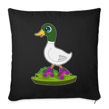 Ente Rollschuhfahren Rollschuhe - Sofakissenbezug 45 x 45 cm - Schwarz - Vorne
