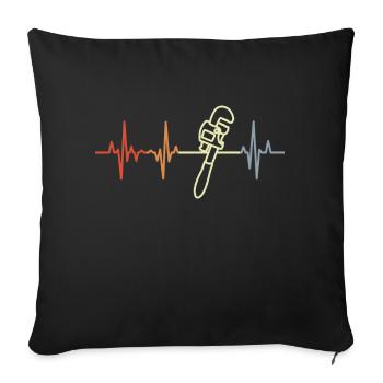 Clé à pipe Palpitations cardiaques - Housse de coussin décorative 45 x 45 cm - noir - Devant