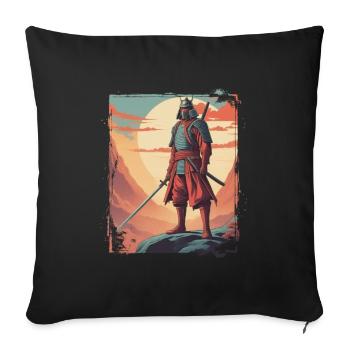 Samurai - Krieger mit Schwert auf Berg - Sofakissenbezug 45 x 45 cm - Schwarz - Vorne