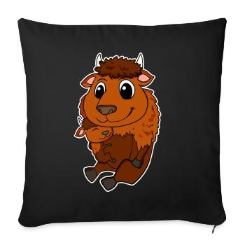Bison Family - Bison with Baby - Sofa pillowcase 17,3'' x 17,3'' (45 x 45 cm) - black - Front