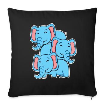 Cute Elephant - Elephant Motif - Sofa pillowcase 17,3'' x 17,3'' (45 x 45 cm) - black - Front