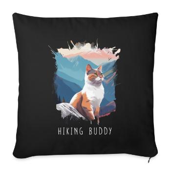 Hiking Buddy - Cute cat on the mountain top - Sofa pillowcase 17,3'' x 17,3'' (45 x 45 cm) - black - Front