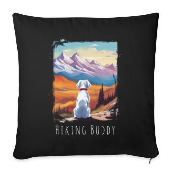 Hiking Buddy - Cute White Dog at the Summit - Sofa pillowcase 17,3'' x 17,3'' (45 x 45 cm) - black - Front