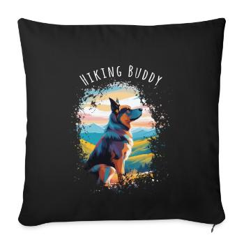 Hiking Buddy - Votre chien fidèle au sommet - Housse de coussin décorative 45 x 45 cm - noir - Devant