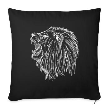Lion rugissant - Blanc - Housse de coussin décorative 45 x 45 cm - noir - Devant