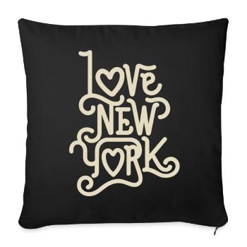 J’aime New York, la Grosse Pomme, les États-Unis, l’Amérique - Housse de coussin décorative 45 x 45 cm - noir - Devant