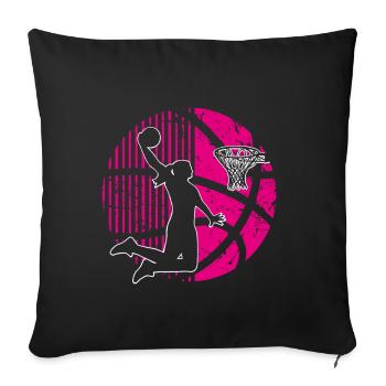 Basket-ball Joueuse de basket-ball féminine Basket-ball - Housse de coussin décorative 45 x 45 cm - noir - Devant