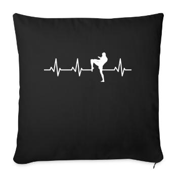 Palpitations ECG du kickboxeur - Housse de coussin décorative 45 x 45 cm - noir - Devant