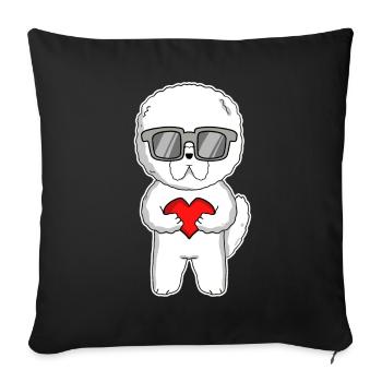 Dog with heart and glasses - Bichon Frise - Sofa pillowcase 17,3'' x 17,3'' (45 x 45 cm) - black - Front