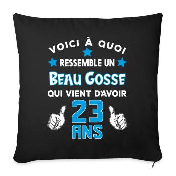 23 ans anniversaire homme cadeau drôle humour - Housse de coussin décorative 45 x 45 cm - noir - Devant