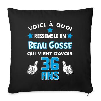 36 ans anniversaire homme cadeau drôle humour - Housse de coussin décorative 45 x 45 cm - noir - Devant