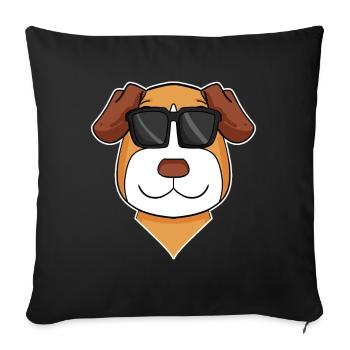 Jack Russell Terrier Dog with Glasses - Cool Dog - Sofa pillowcase 17,3'' x 17,3'' (45 x 45 cm) - black - Front