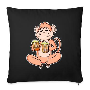 Singe à la bière - Housse de coussin décorative 45 x 45 cm - noir - Devant