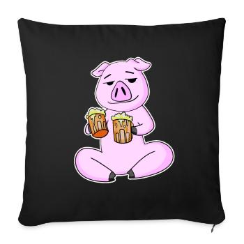 Pork with beer - Sofa pillowcase 17,3'' x 17,3'' (45 x 45 cm) - black - Front