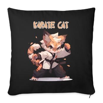 Funny Karate Cat MMA Kawaii Martial Arts - Sofa pillowcase 17,3'' x 17,3'' (45 x 45 cm) - black - Front