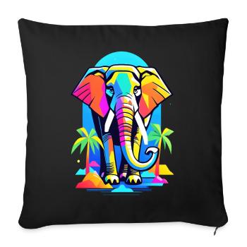 Colorful Elephant in Jungle Rainbow Design - Sofa pillowcase 17,3'' x 17,3'' (45 x 45 cm) - black - Front