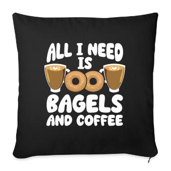 Bagel Geschenk Essen Bagel - Sofakissenbezug 45 x 45 cm - Schwarz - Vorne