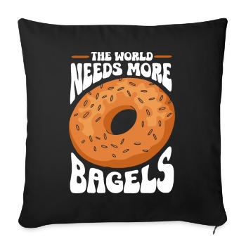 Bagel Geschenk Essen Bagel - Sofakissenbezug 45 x 45 cm - Schwarz - Vorne