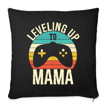 Leveling Up To Mama Funny Gamer Mom - Housse de coussin décorative 45 x 45 cm - noir - Devant